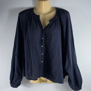 Free People Down From The Clouds Peasant Blouse Navy Small /stain on right wrist